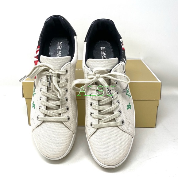 🍃SALE🍃 Michael Kors Poppy Lace Up Heavy Canvas Cream Women's Size 49SOPOFS1D - Picture 4 of 10
